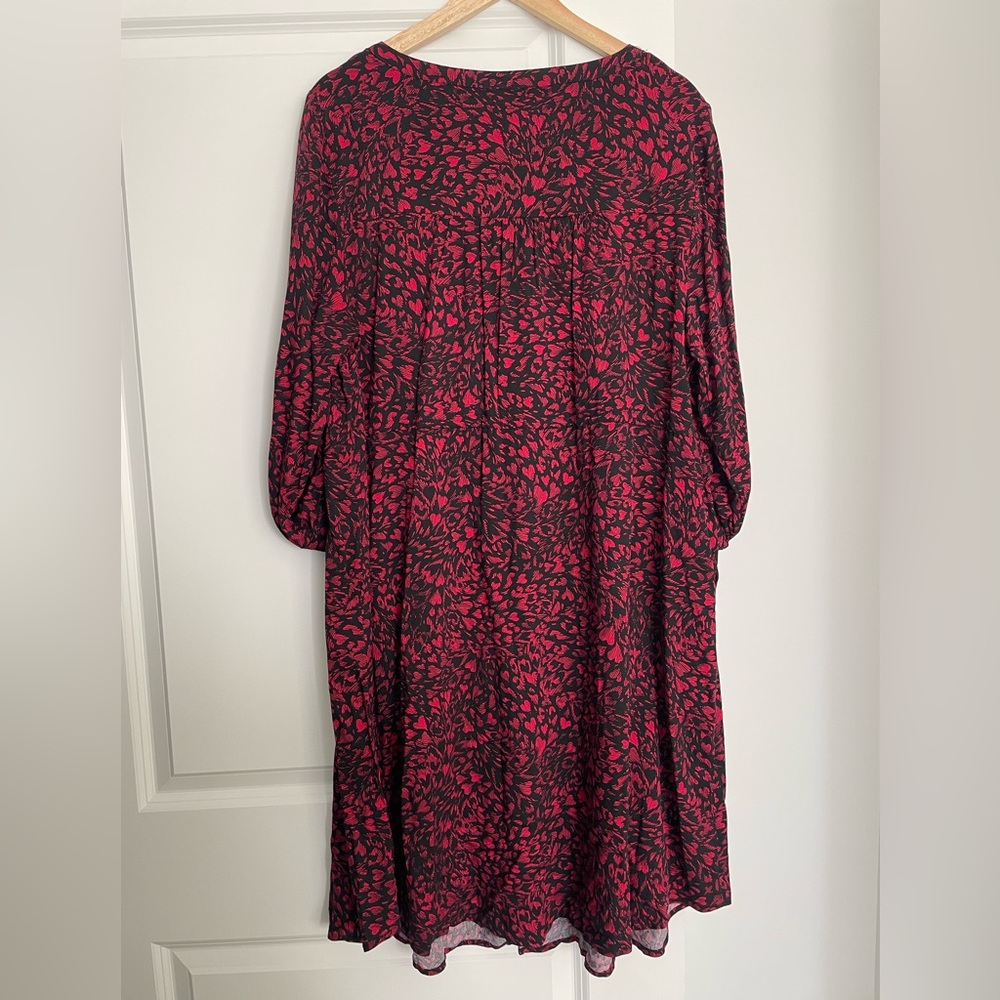 Torrid Red A-Line Midi Dress with V-Neck and Cuffed Sleeves XXL heart Red - Picture 6 of 16
